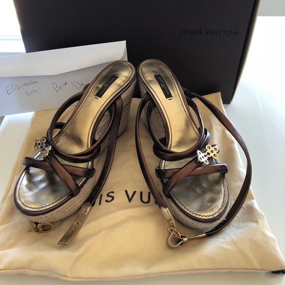 Louis Vuitton Wedges Sz.38.5 excellent condition - Picture 1 of 8